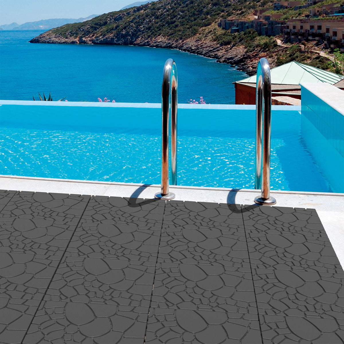 Stone Texture Patio Deck Tiles, Diy Module Interlocking Decking Floor Tiles