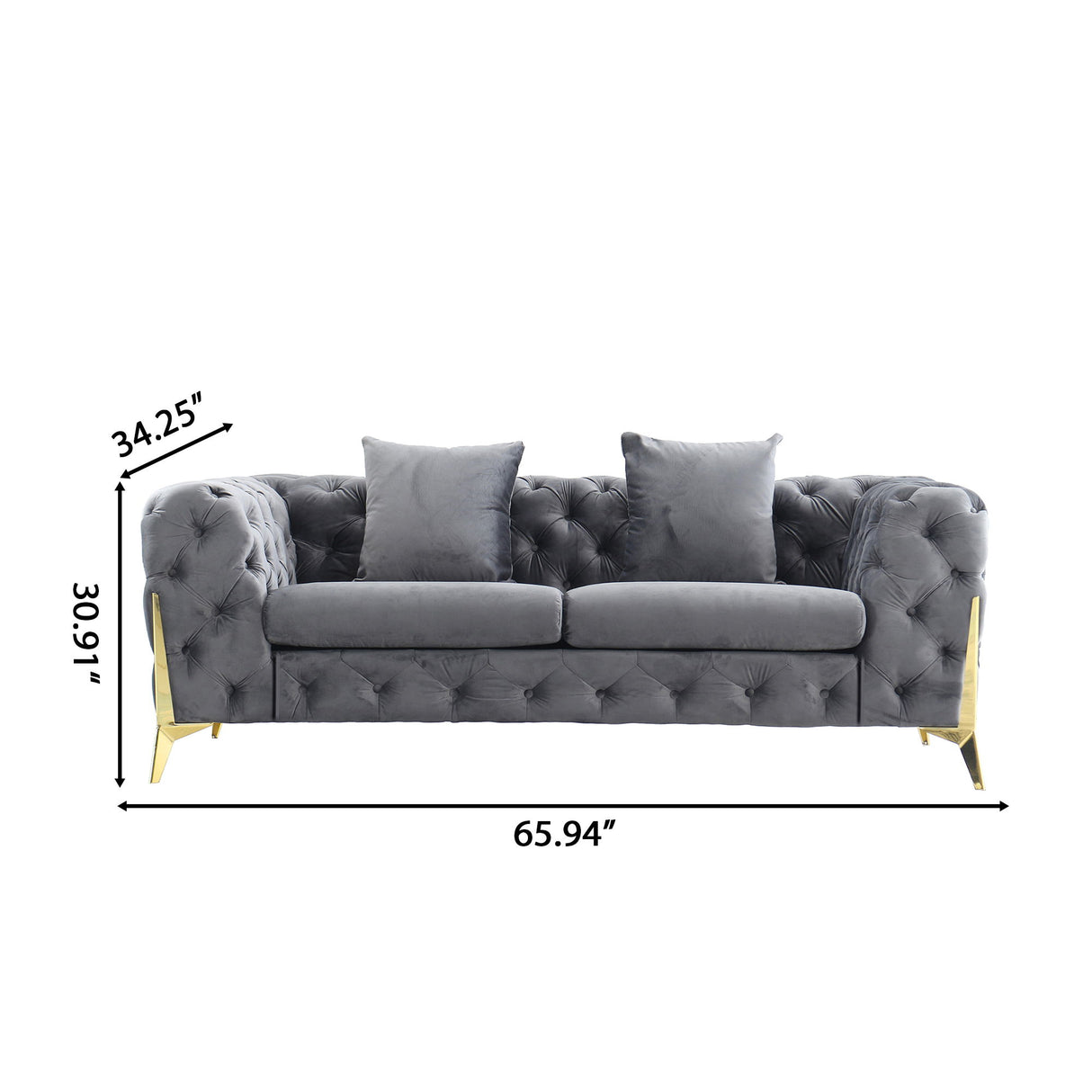 Loveseat With Diamond Button Tufting, Matching Throw Pillows