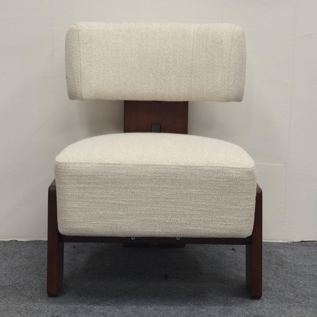 Geometric Armless Accent Chair - Beige / Brown