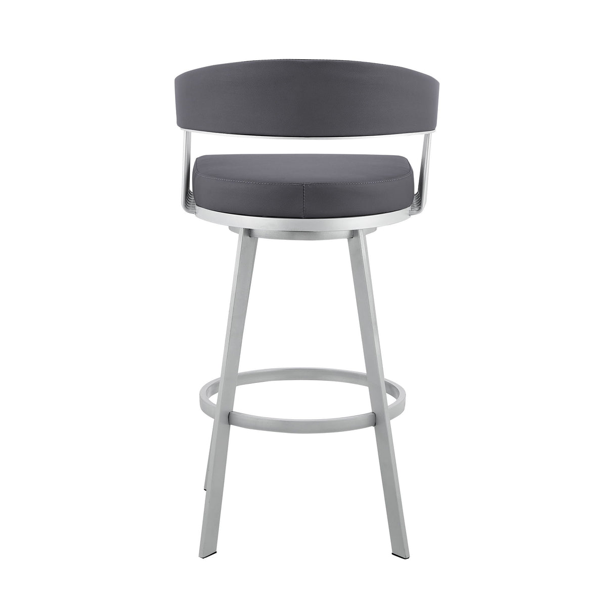 Chelsea - 25" Slate Gray Faux Leather And Silver Metal Bar Stool