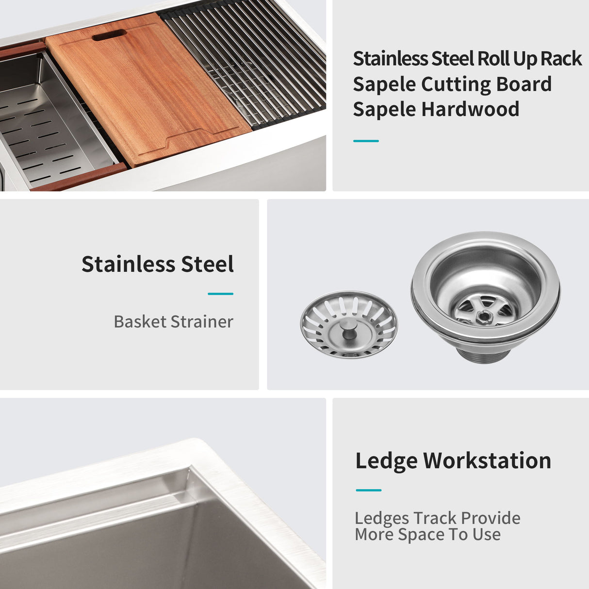 Farmhouse Double Bowl Workstation Kitchen Sink 33" Stainless Steel 16 Gauge Apron Front, Finish - Brushed Nickel