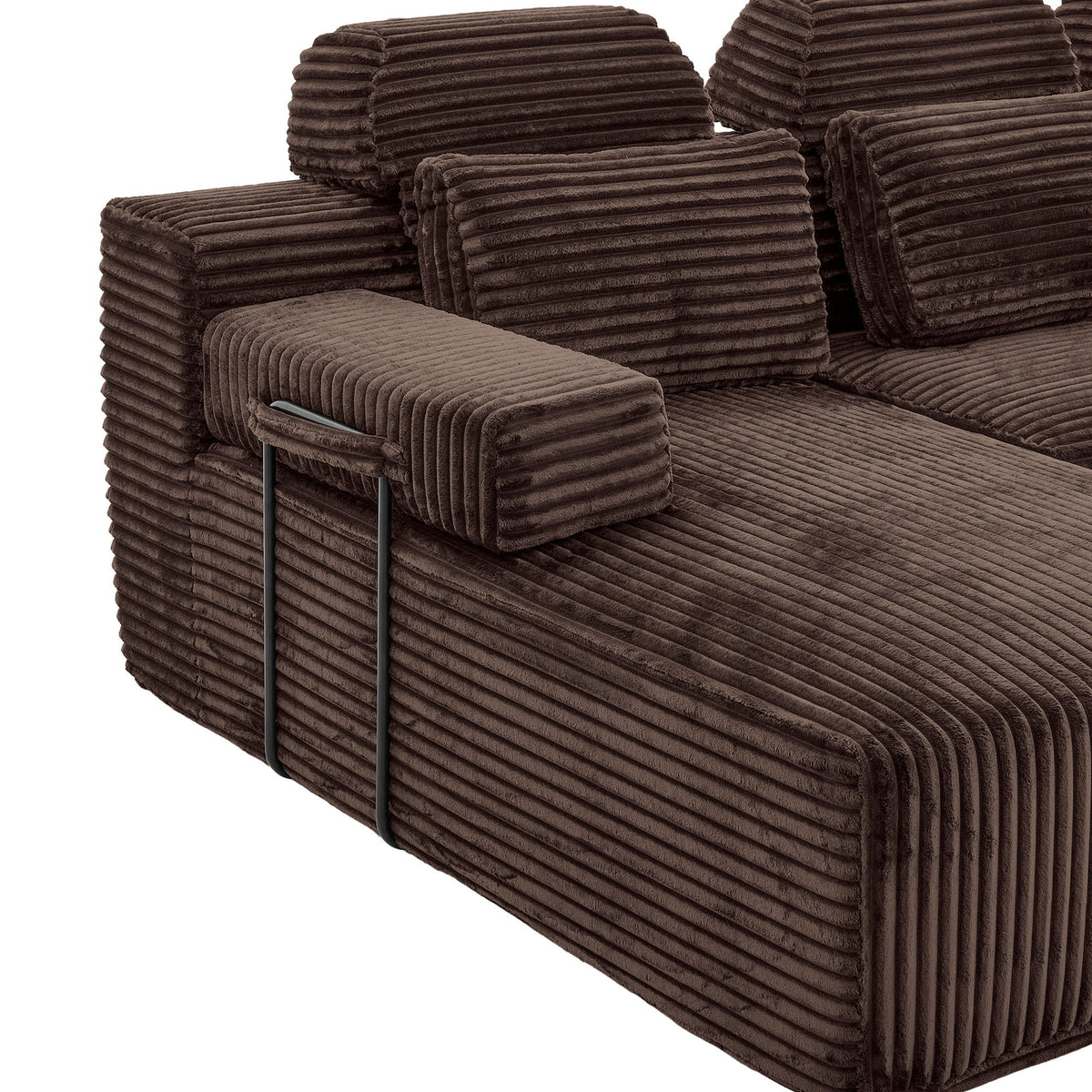 Sectional Sleeper Sofa & Storage Pockets, Modular Couch With Throw Pillows For Living Room