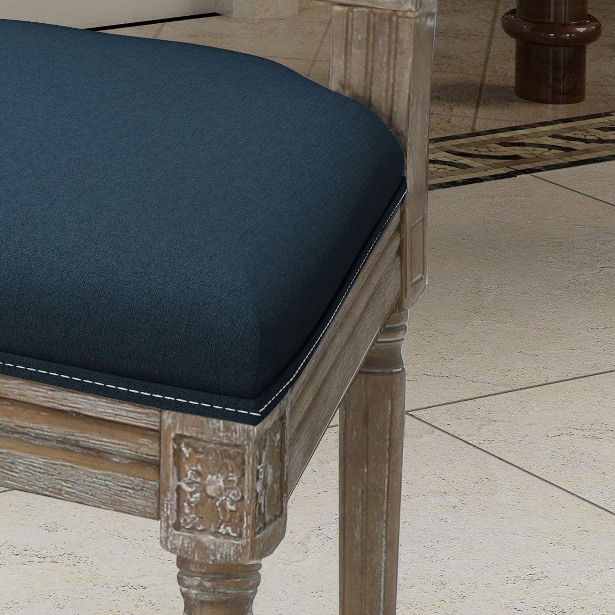 Traditional Style Dining Chair Set With Fabric Upholstery