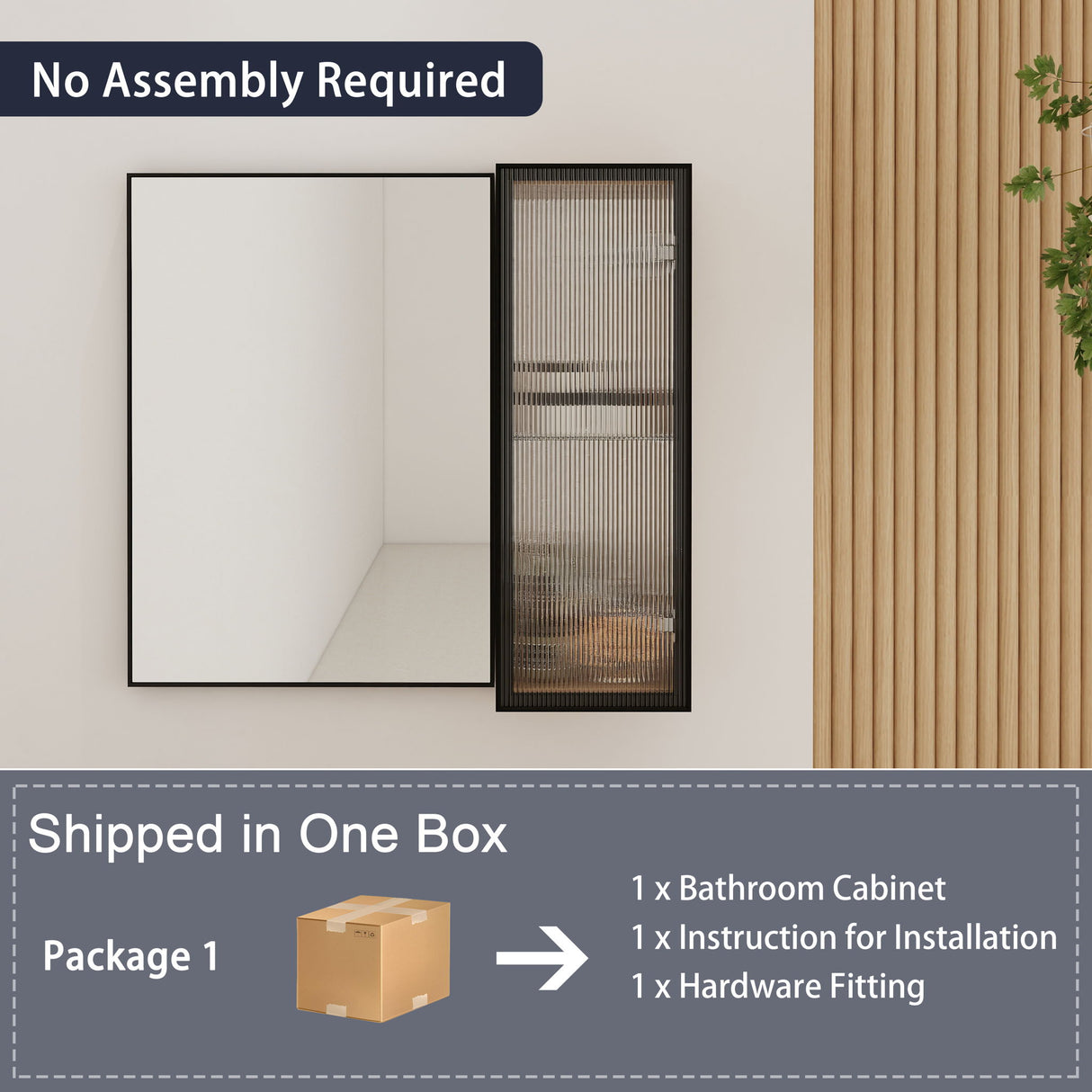 10" Bathroom Wall Mirror Cabinet With Door, Adjustable Shelf - Imitative Oak