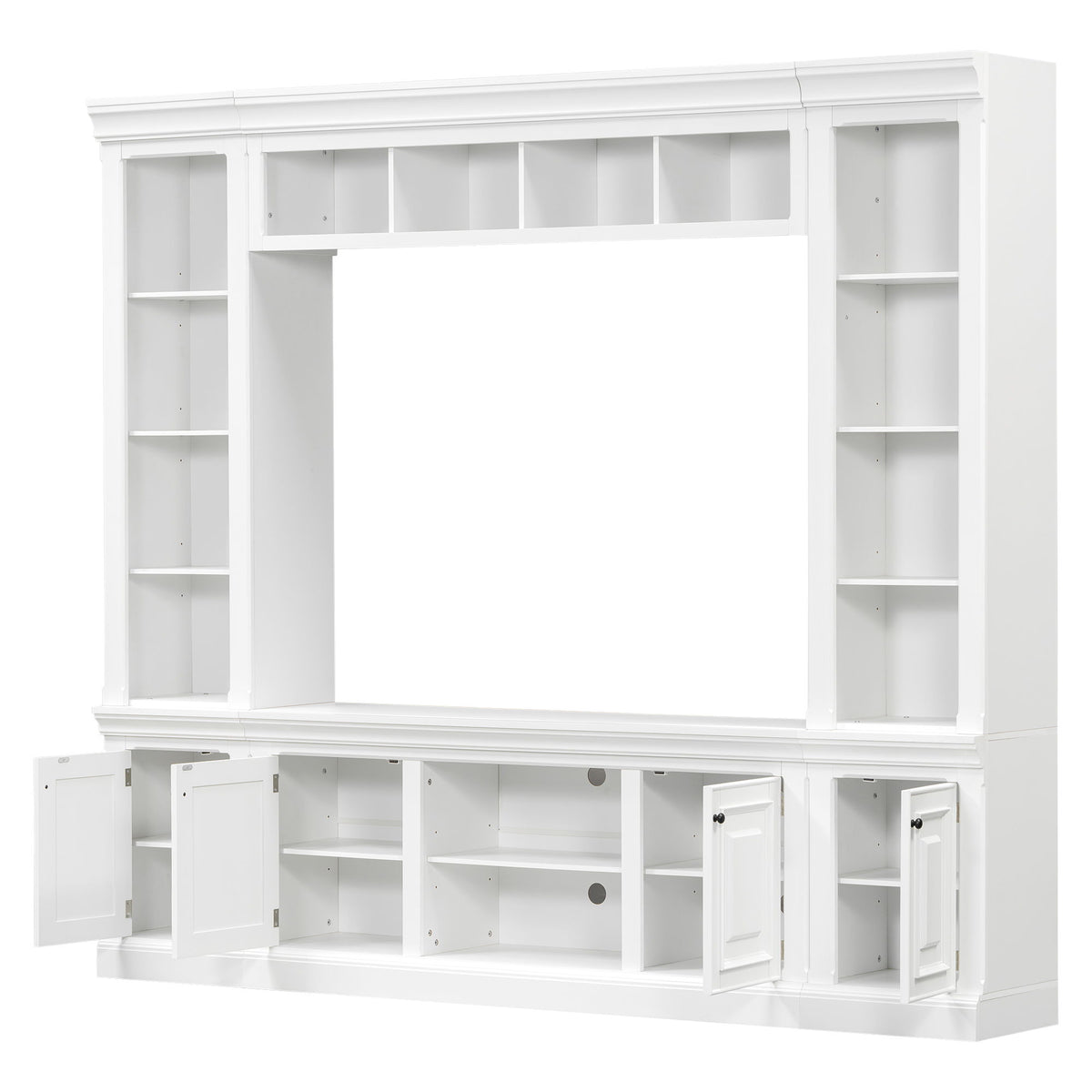 TV Stand With Hutch, Large Entertainment Center With Adjustable Shelves