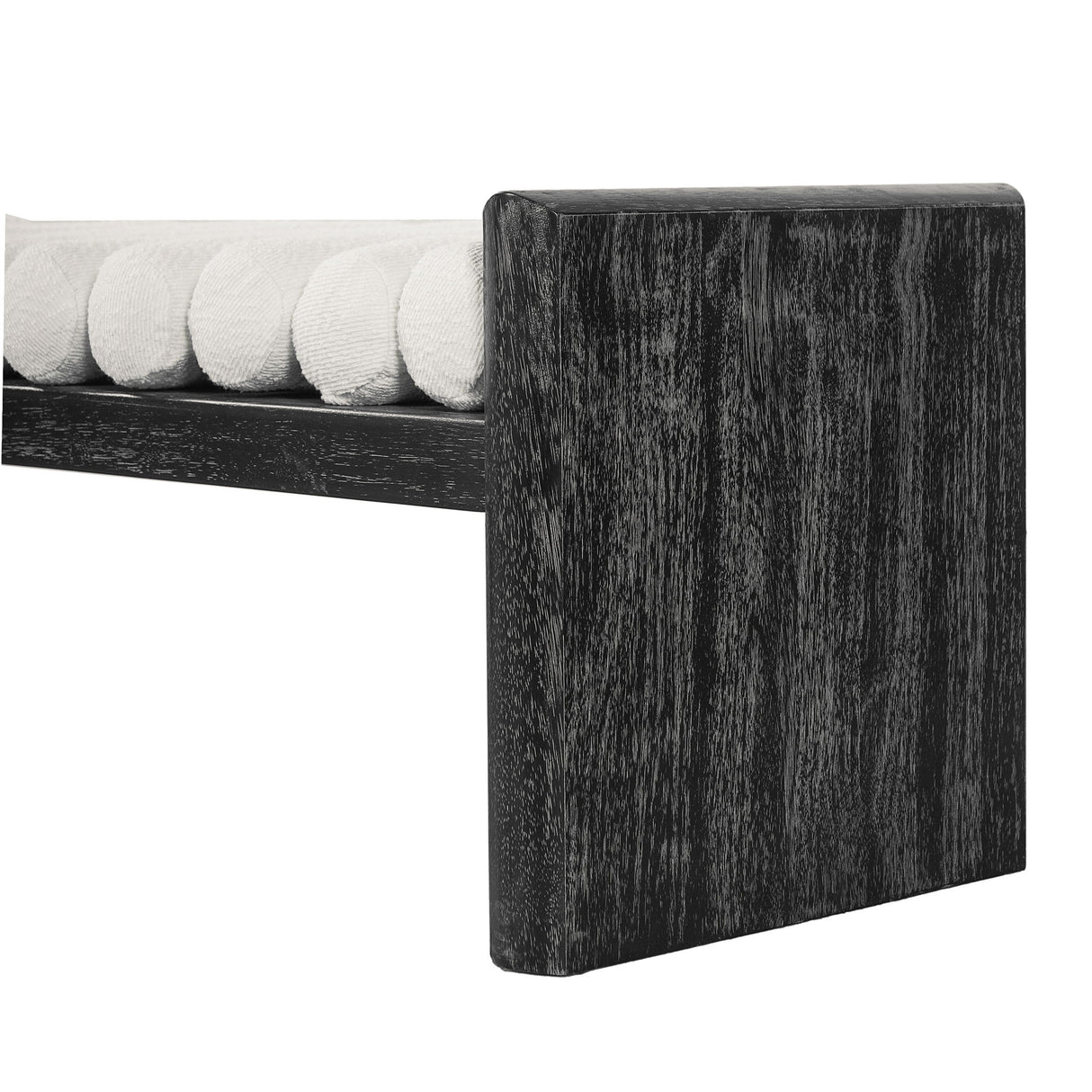 Upholstered Bench With Rolled Cushions - Black / Beige