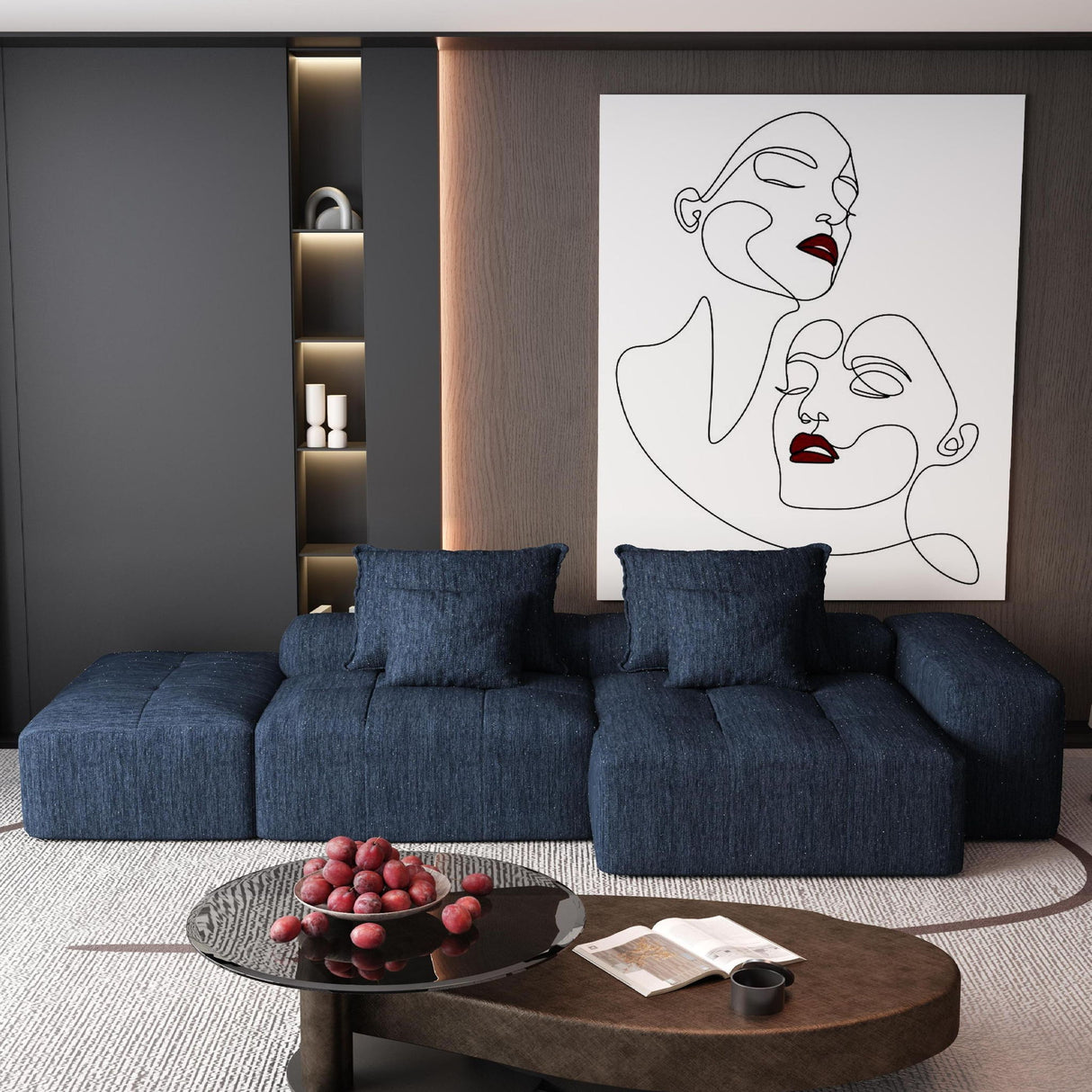 Modern Oversized Diy Combination Modular Sectional Sofa With Pillows