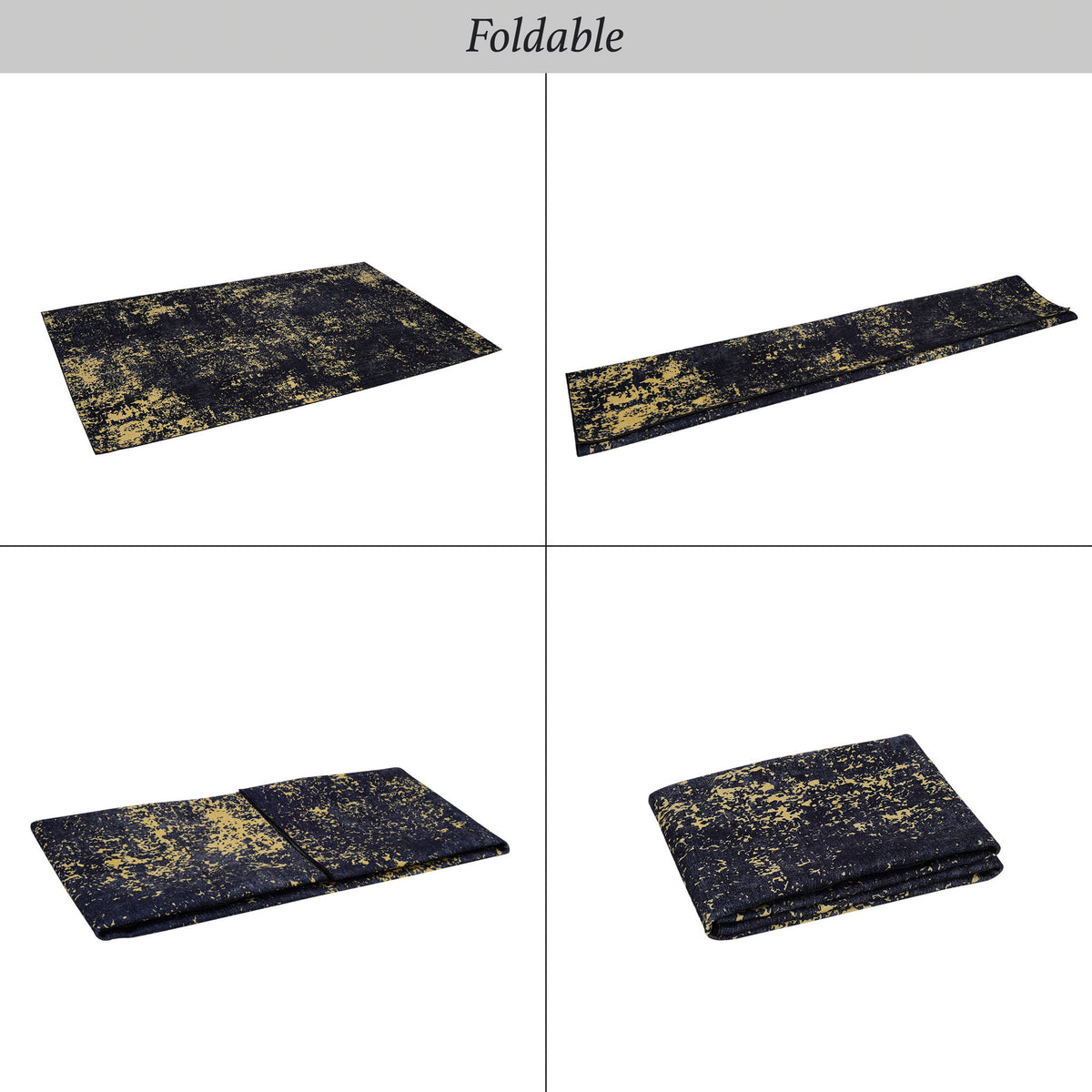 Maval - 6' X 9' Washable Area Rug - Black / Gold