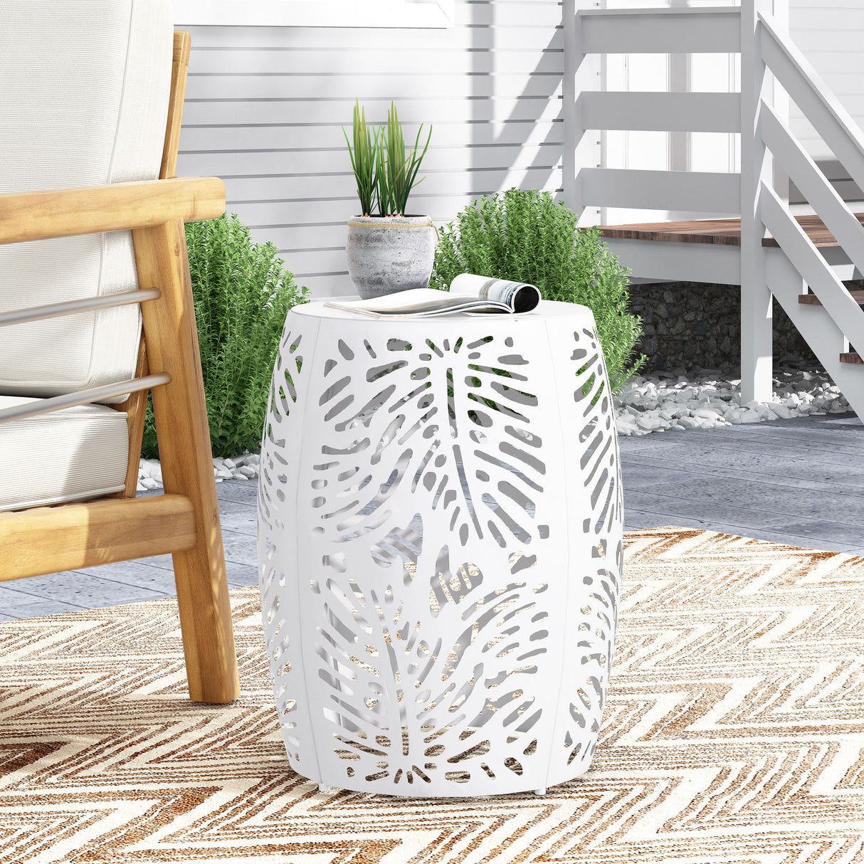 Modern Design Metal End Table, Large