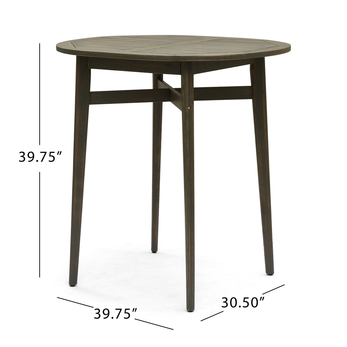 Outdoor Acacia Wood Bar Table With Slat Top