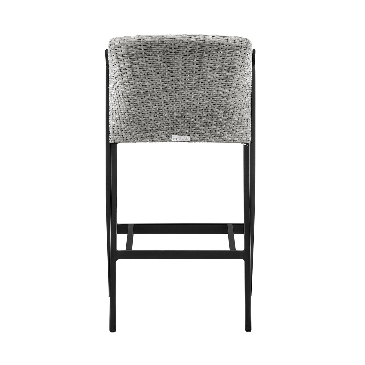 Palma - Outdoor Patio Bar Stool In Aluminum And Wicker With Gray Cushions