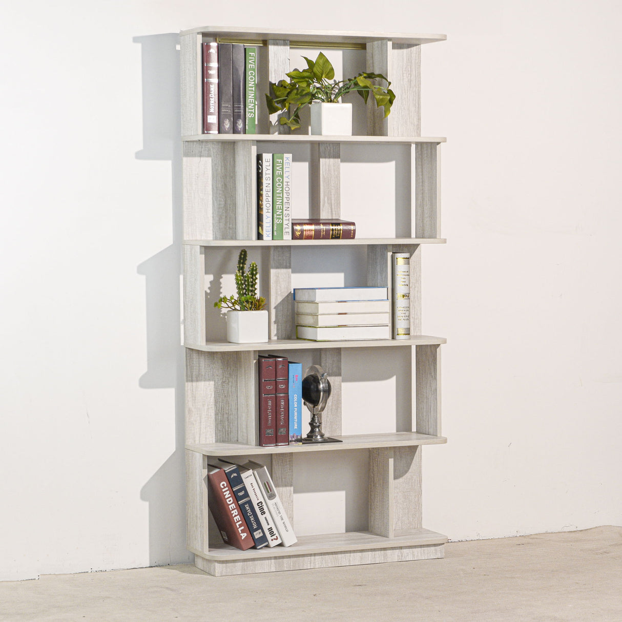 Modern 5 Tier Open Storage Bookcase