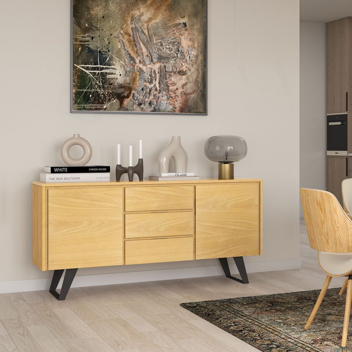Sideboard Buffet Dining Cabinet Industrial Wood Storage 60x30in