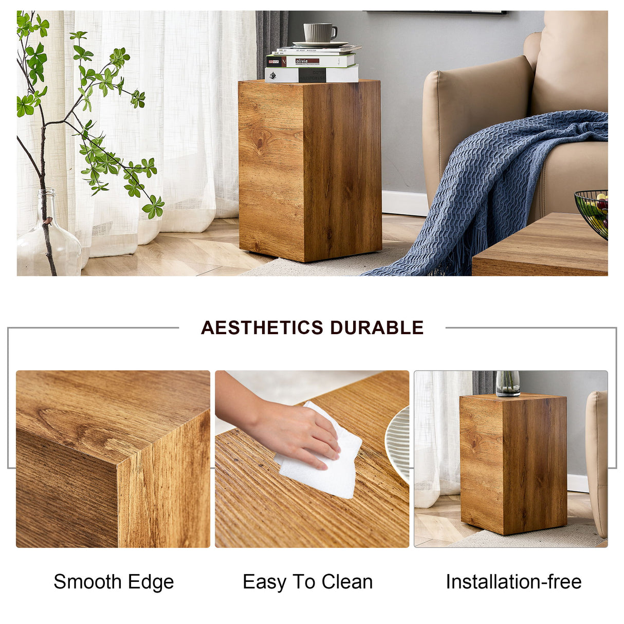 Modern Coffee Table With Wood Grain Texture And Stylish Design - Wood