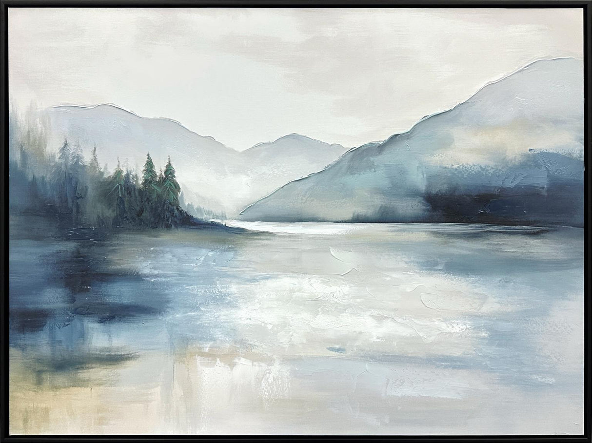 Misty Lakeview I Hand-embellished Canvas in Frame