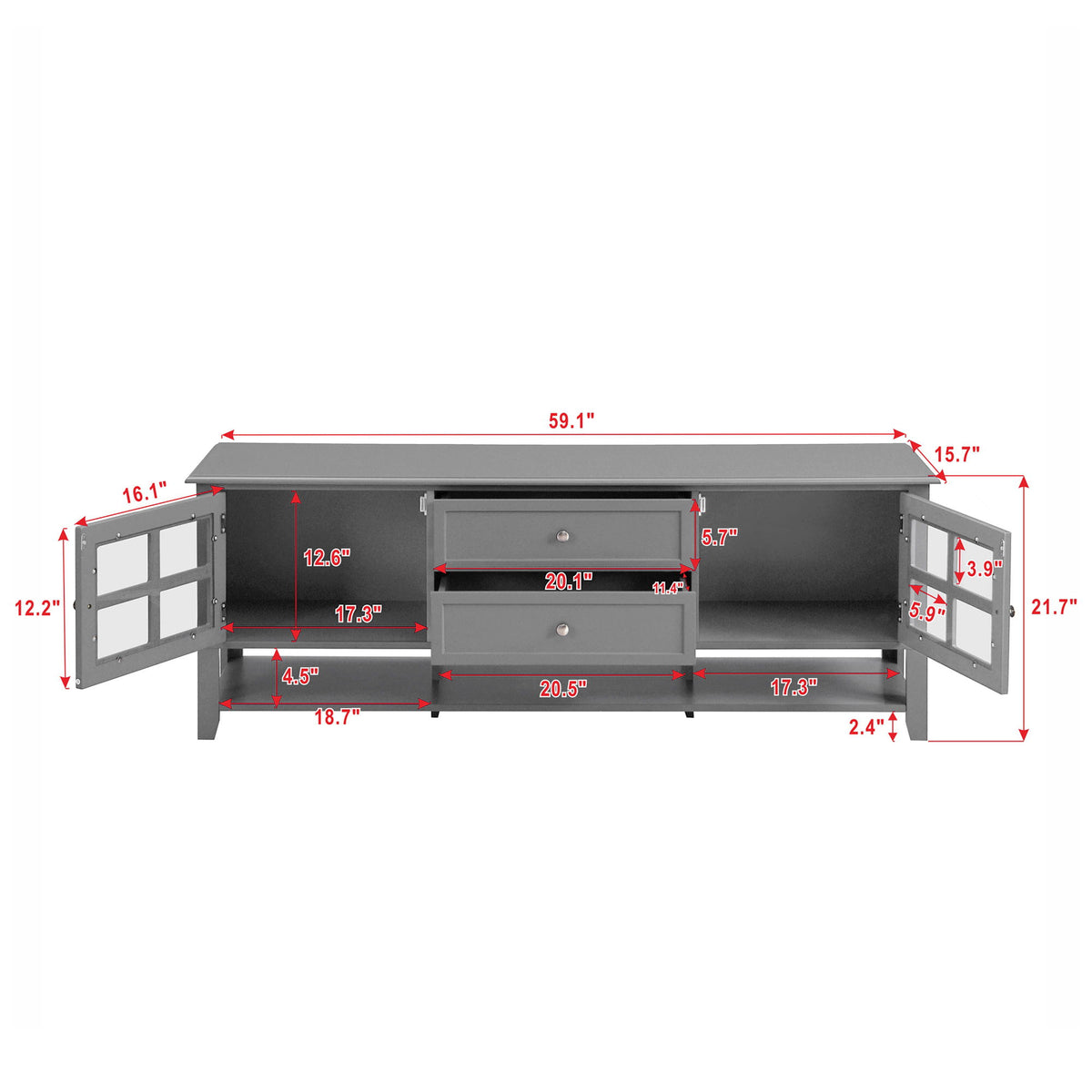 TV Stand, Entertainment Center With Dual Drawers And Hidden Storage, Cabinet With Soft Closing Doors And Sleek Panel Design