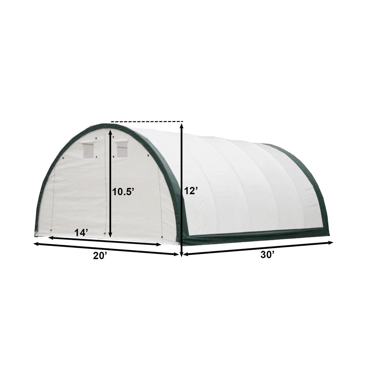 Single Truss Arch Storage Shelter Garden Building Steel Frame White Green