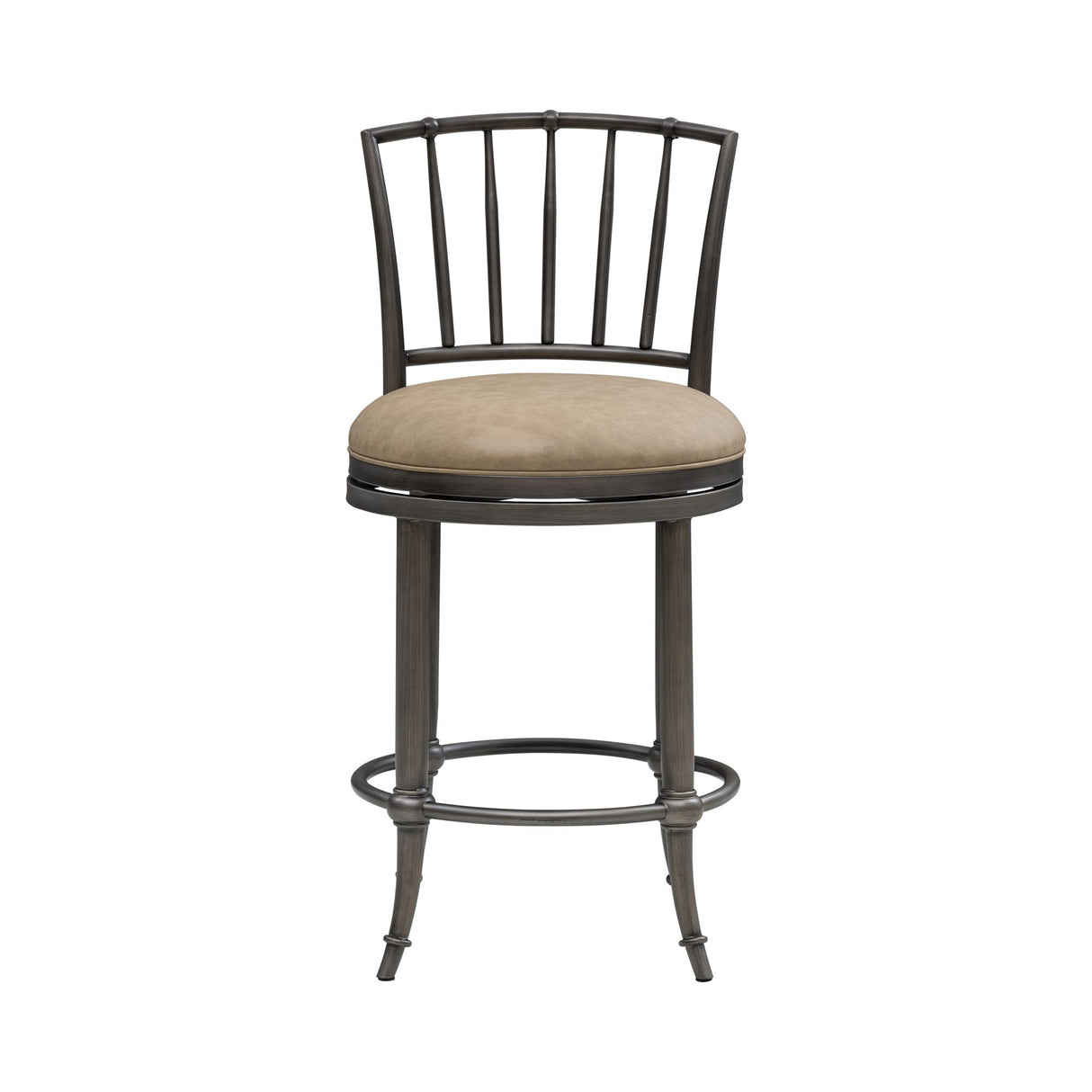 Vince - Commercial Grade Steel Frame Faux Leather Upholstered Swivel Counter Height Barstool