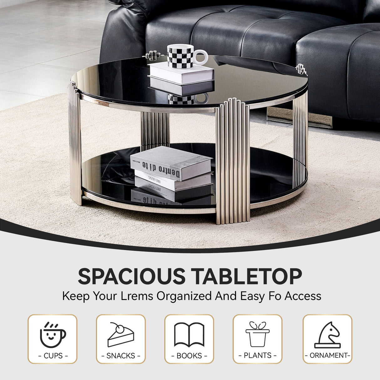 Round Table With Double Layer Storage