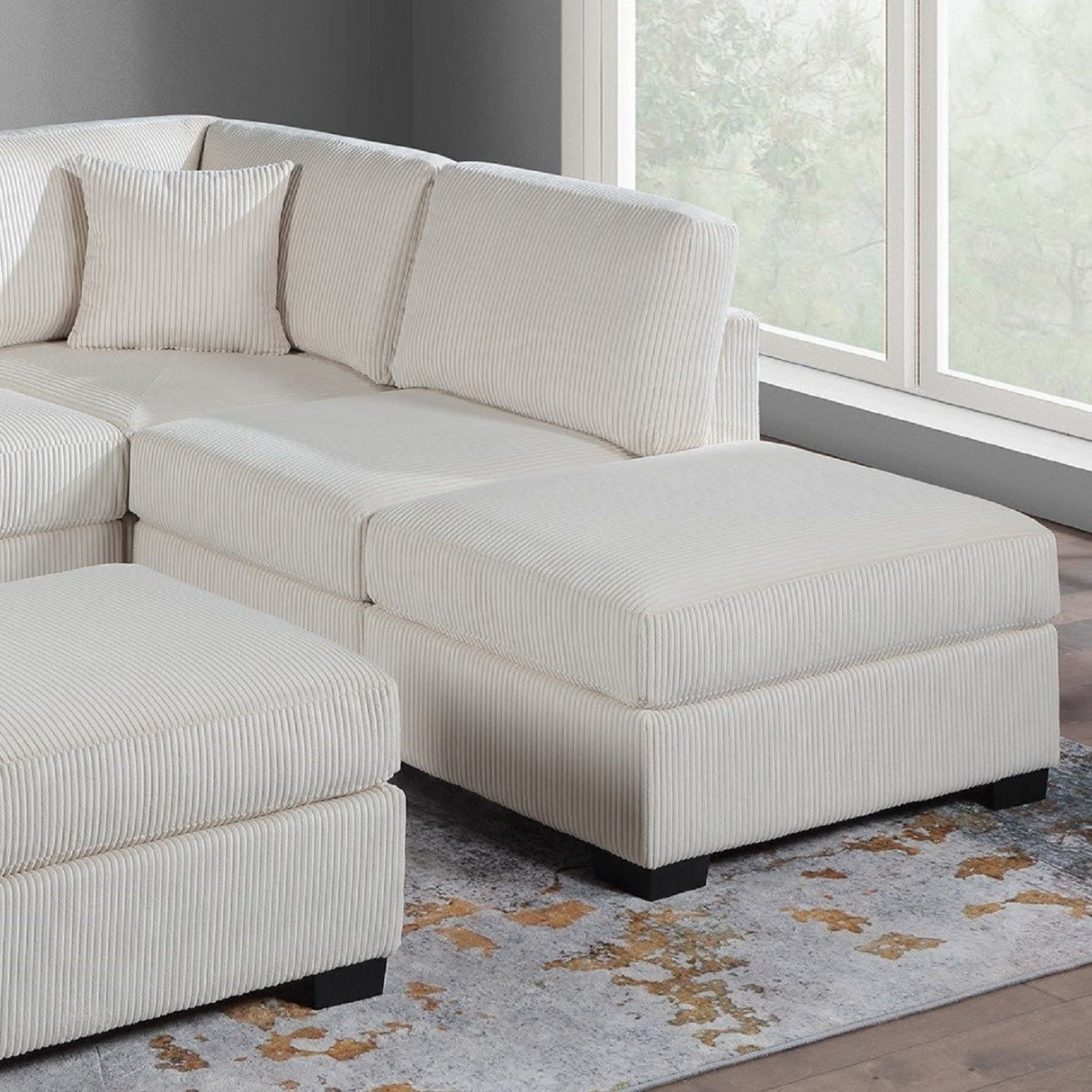 Sectional Sofa Set With Reversible Left / Right Chaise And Matching Cocktail Ottoman