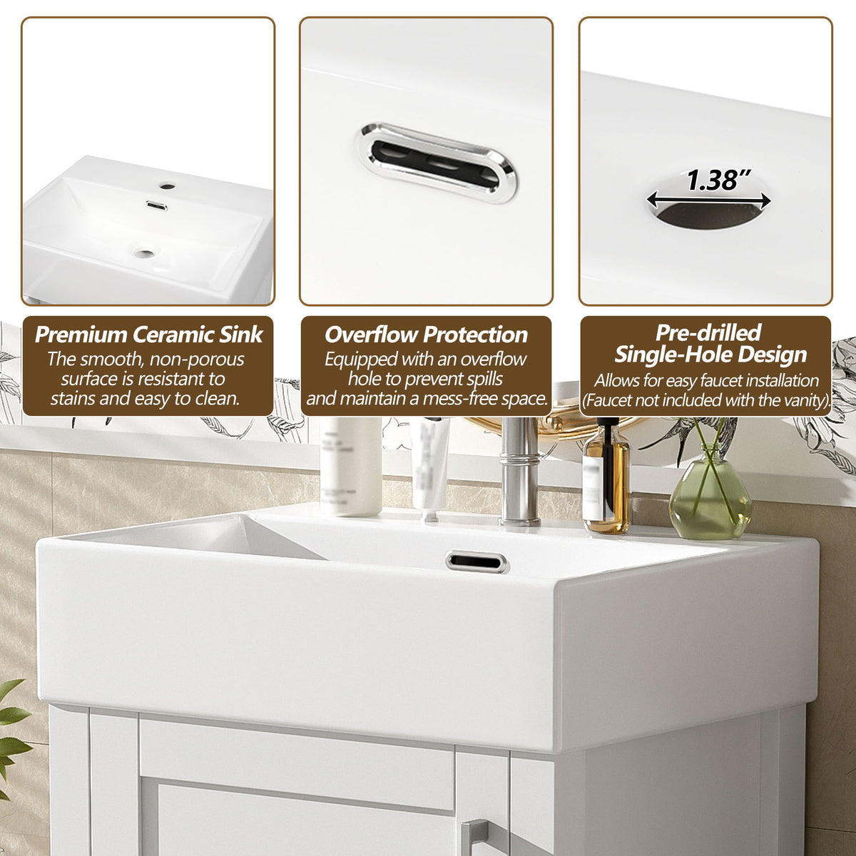 Bathroom Vanity With Sink, Frame And Drawer