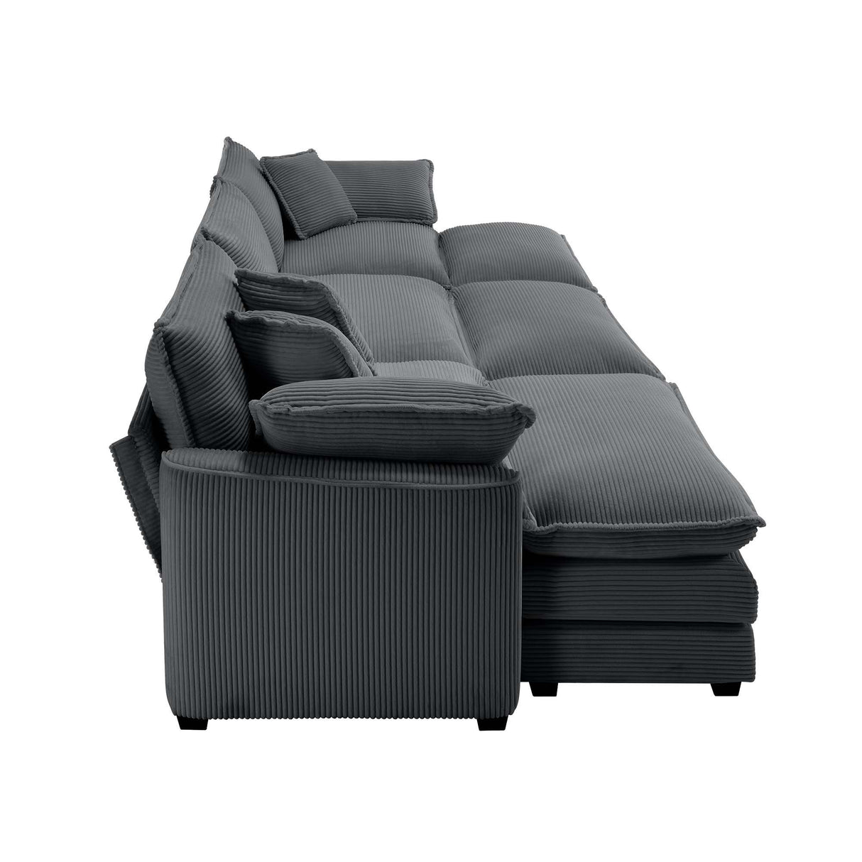 Modern Oversized Modular Cushion Sofa With Ottoman, Low Back, Deep Seating Sofa Set