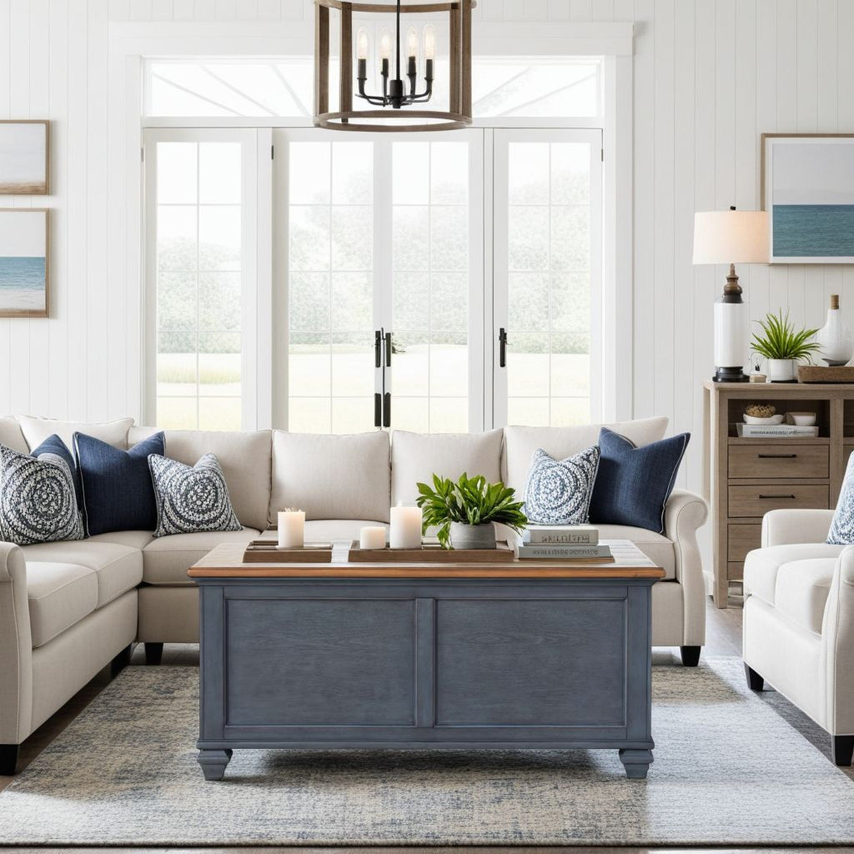 Lift-Top Coffee Table - Blue