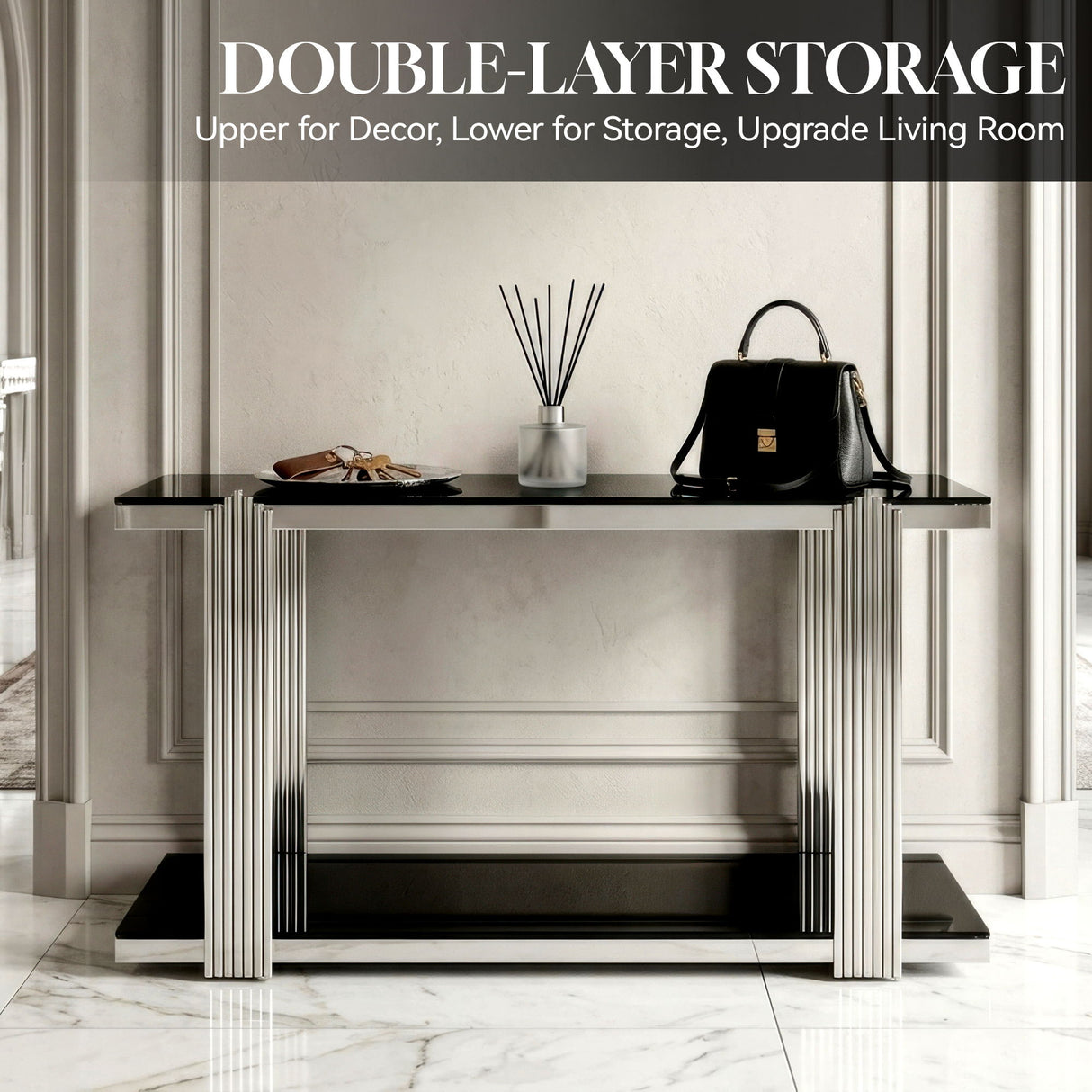 Console Table With Double Tier Storage