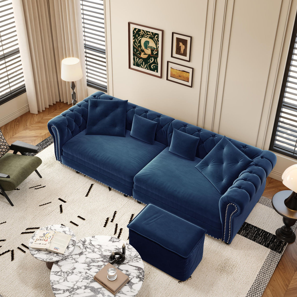 3 In 1 Convertible Sleeper Sofa Bed With Movable Ottoman
