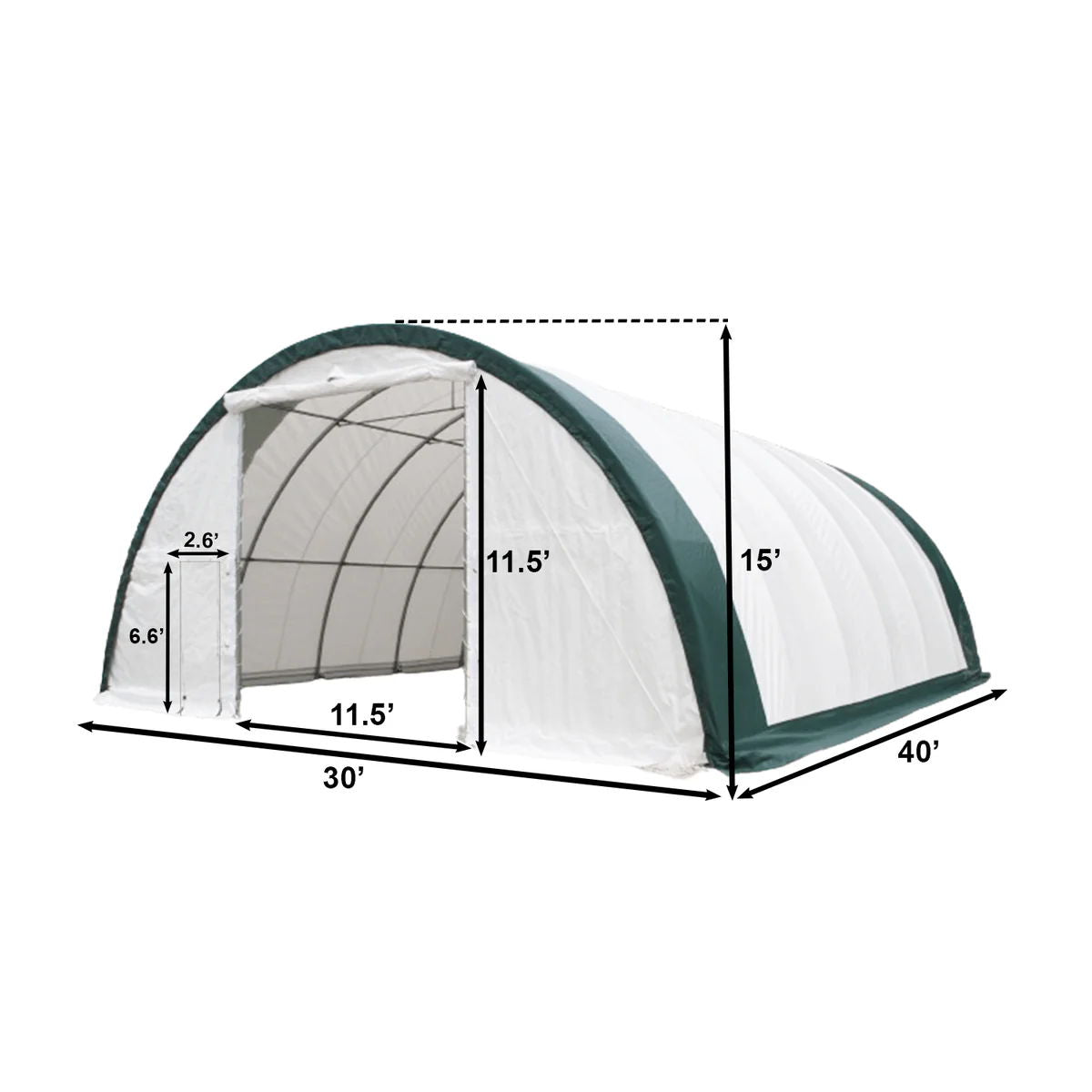 Single Truss Arch Storage Shelter Garden Building Steel Frame White Green