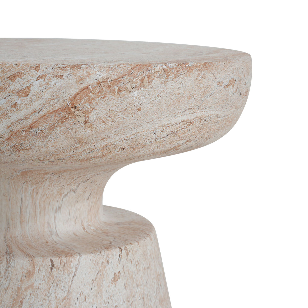 Outdoor / Indoor Lightweight Concrete Side Table, Travertine - Beige