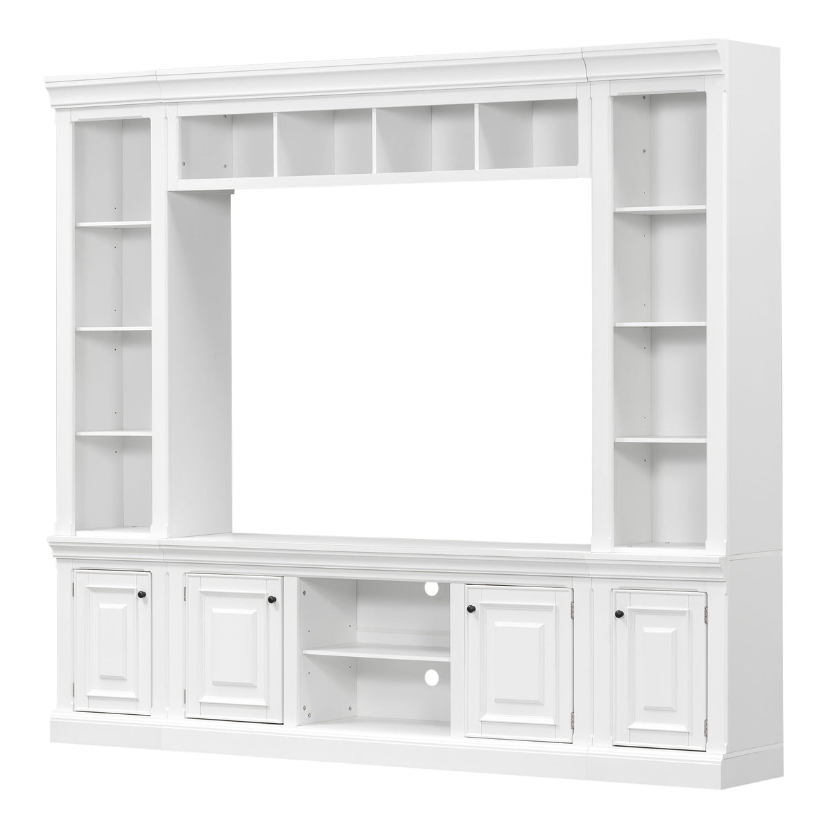 TV Stand With Hutch, Large Entertainment Center With Adjustable Shelves