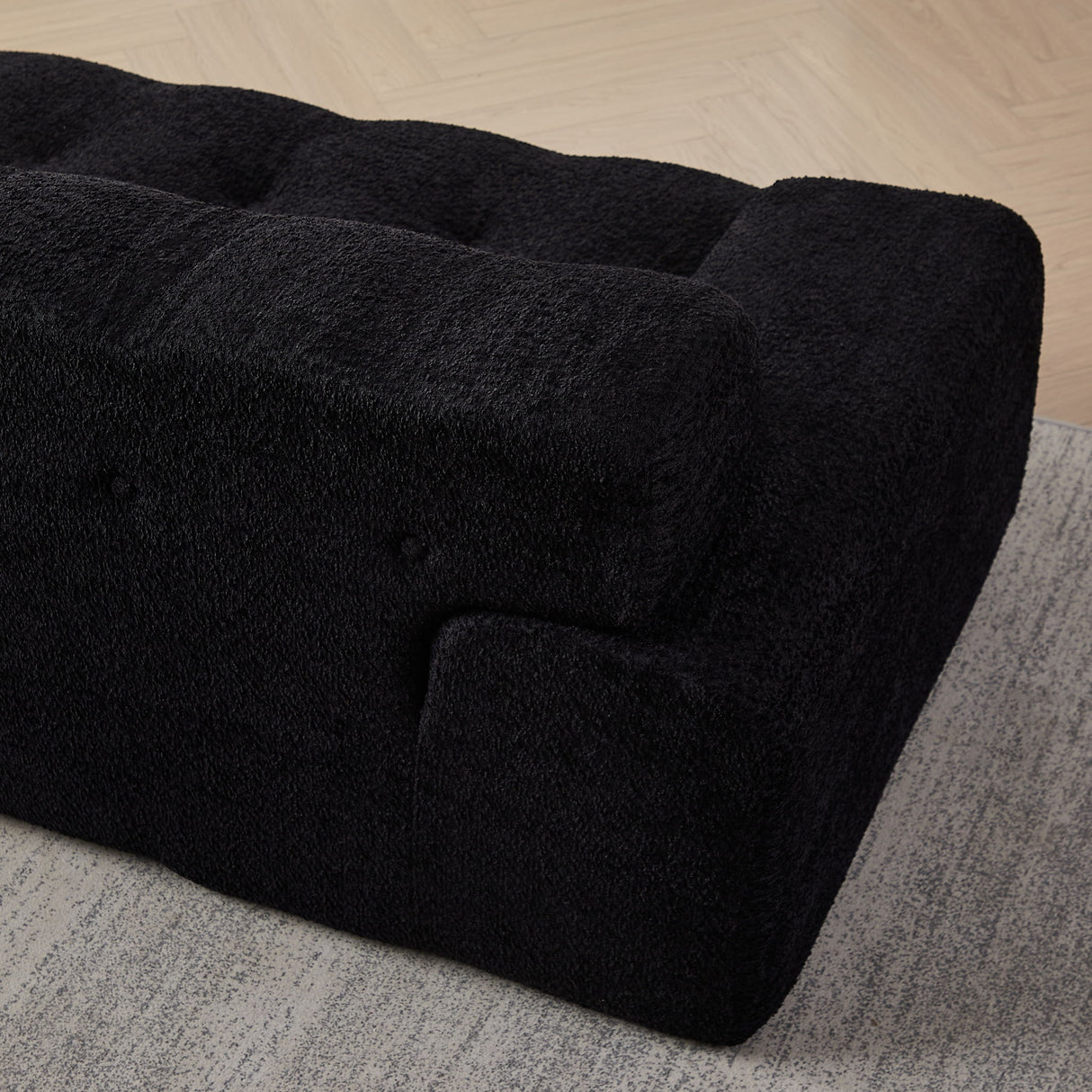 Cloud Series Minimalist Button Tufted Square Arm 3 Seater Sofa