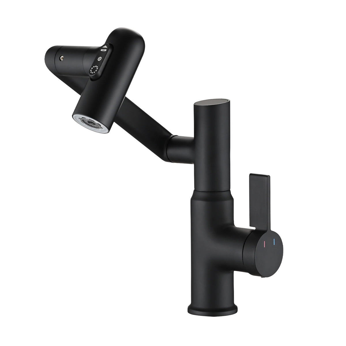 Bathroom Sink Faucet With Spray Function And Temperature Display, Anti Skid Switch, 360 Degree Rotary