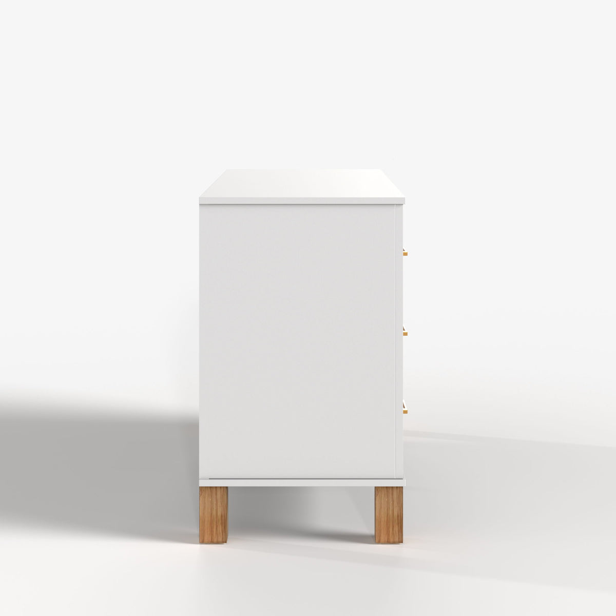 6 Drawer Double Dresser With Handles, Storage Cabinet - White