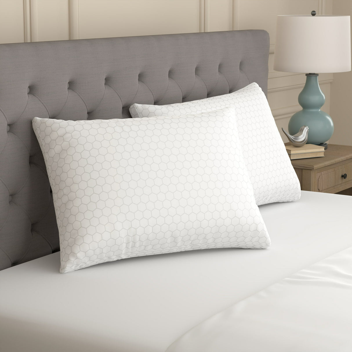 Sealy Essentials All Positions King Bed Pillow 2-Pack – Hexagon Pattern