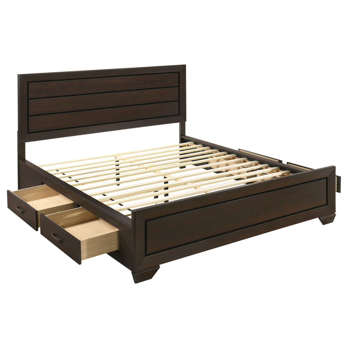Kauffman - Queen Storage Panel Bed With Side Drawers - Dark Brown