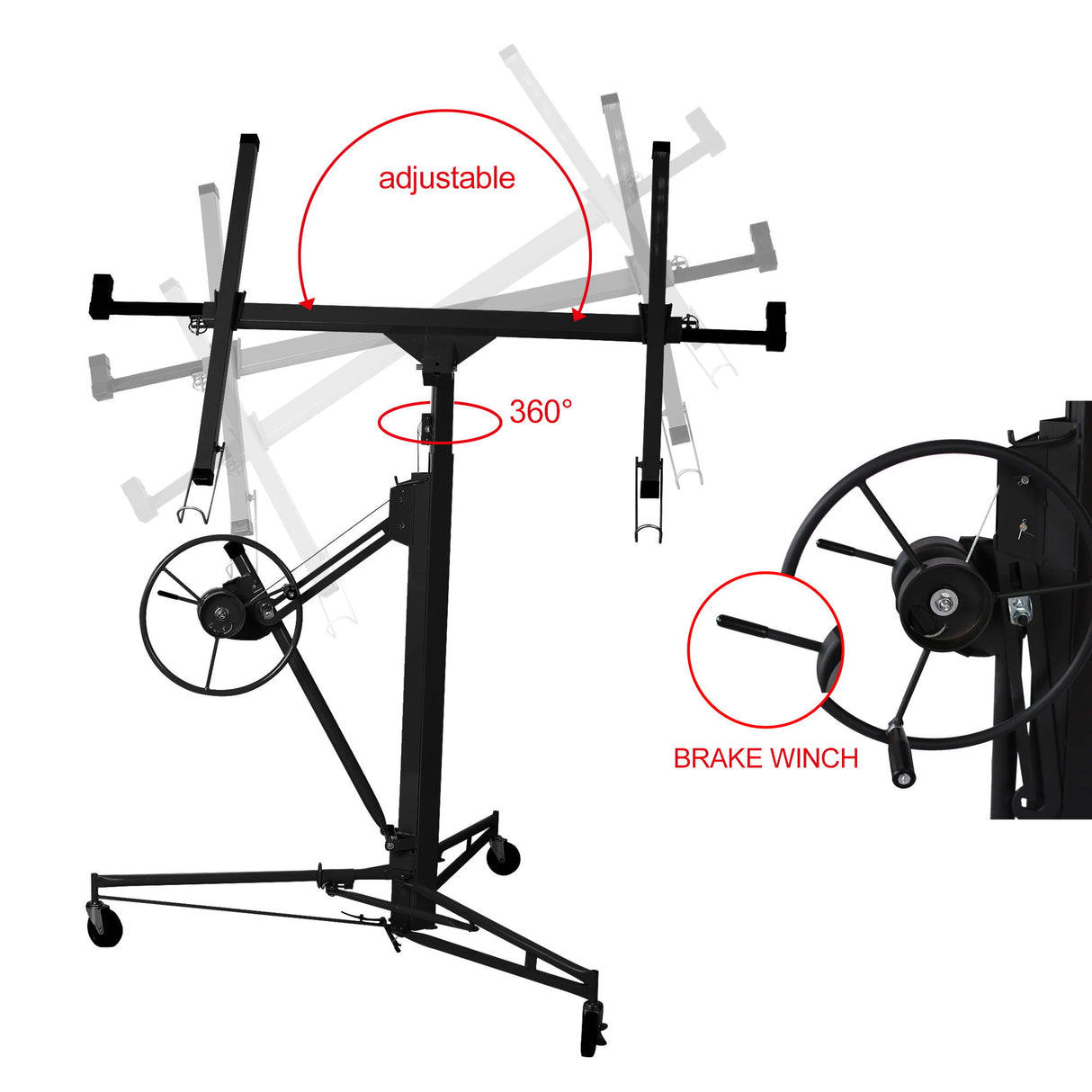 Heavy Duty Drywall Lift Panel Hoist With Adjustable Height And Safety Features