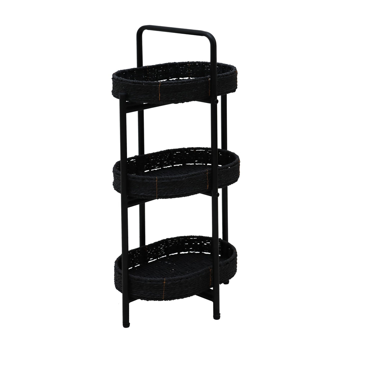 Modern 3 Tier Handwoven Side Table With Oval Organizer