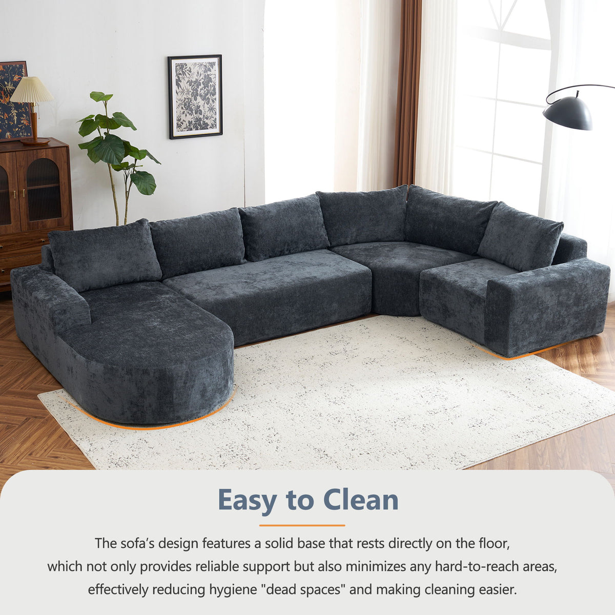 U-Shaped Oversized Modular Cloud Sectional Sofa With Deep Seat For Living Room
