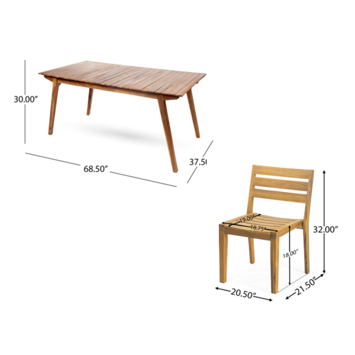 Outdoor 7 Pieces Outdoor Dining Set - Teak