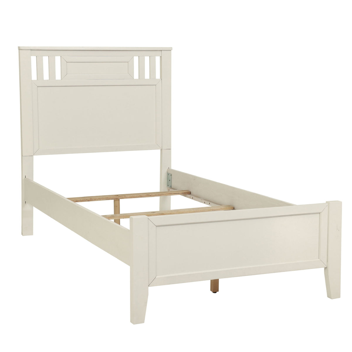 Full Size Bed Frame With Vertical Carved Design Bedroom Furniture - White
