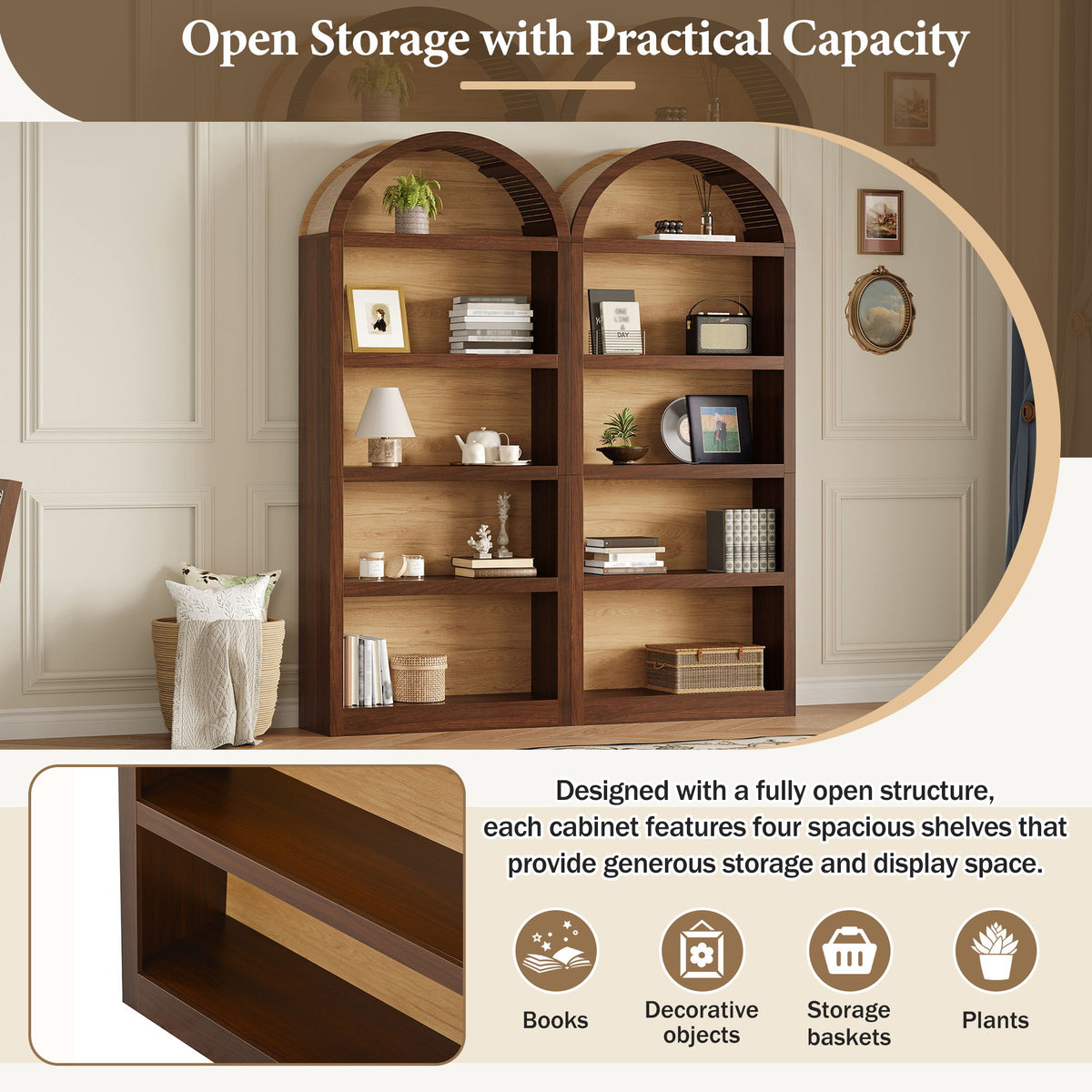Freestanding Tall Bookshelves (Set of 2)