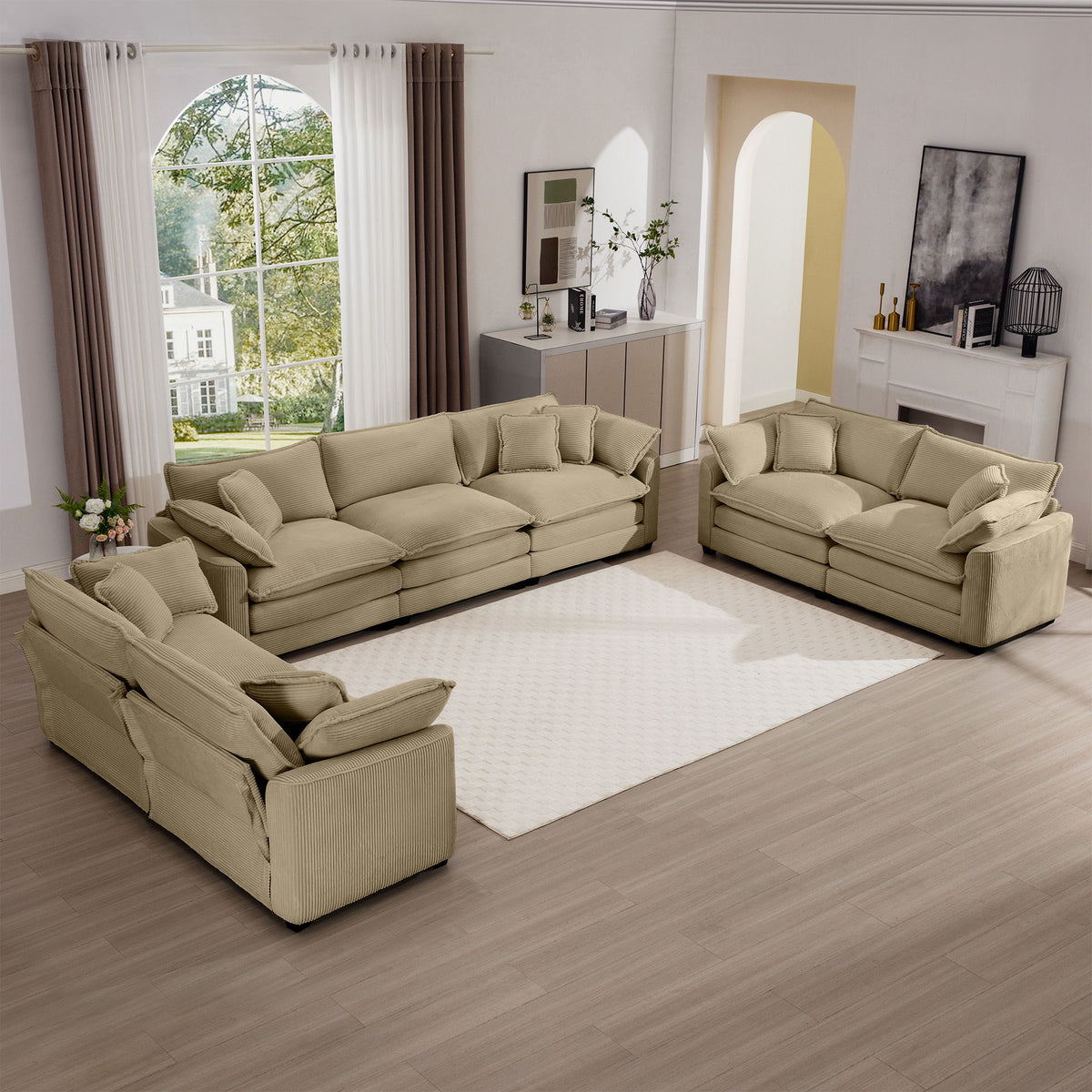 Elegant Oversized Sectional Sofa Set With Deep Seats And Flexible Layout