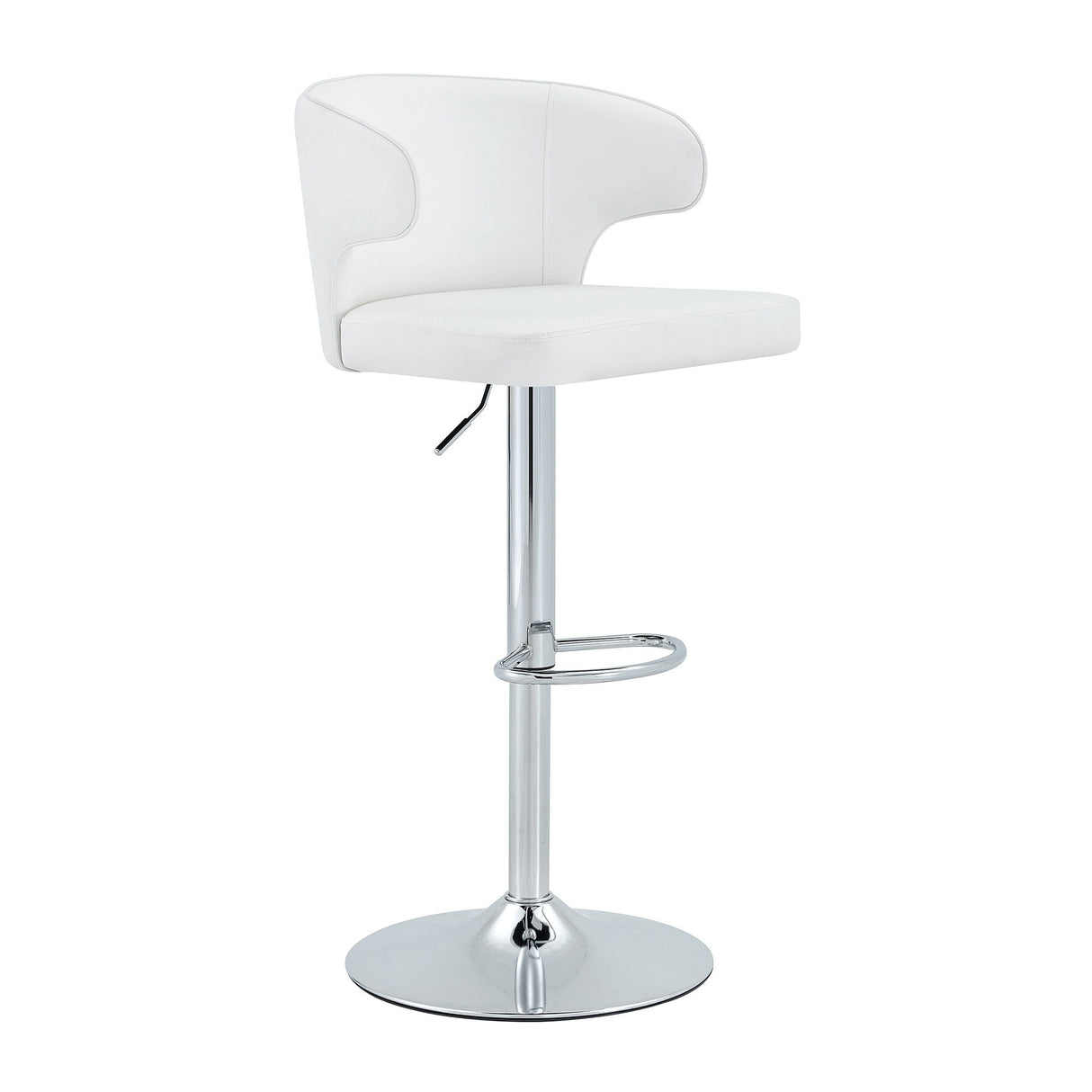 Adjustable Swivel Bar Chair With High Back Support For Kitchen Counter (Set of 2) - White / Silver