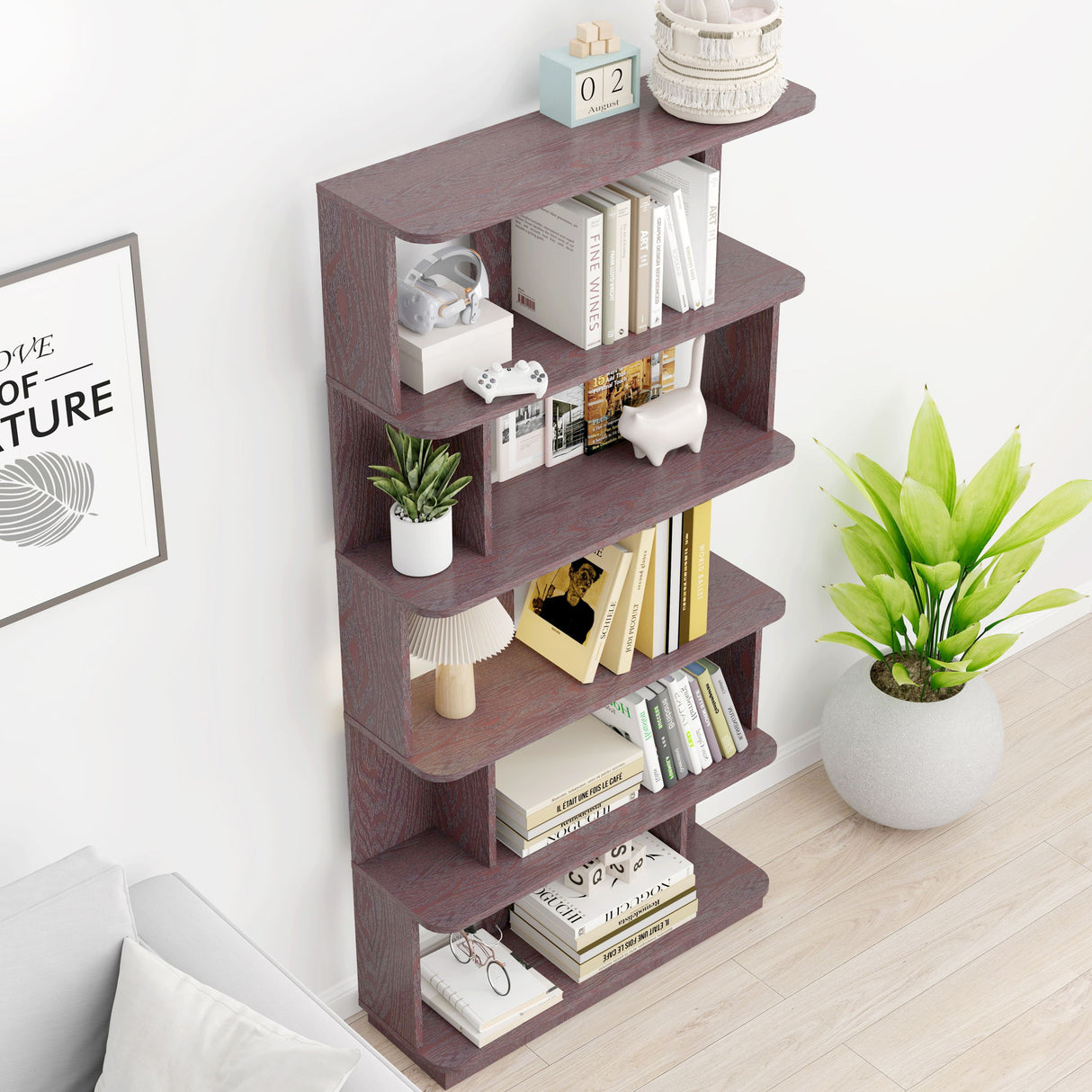 Modern 5 Tier Open Storage Bookcase