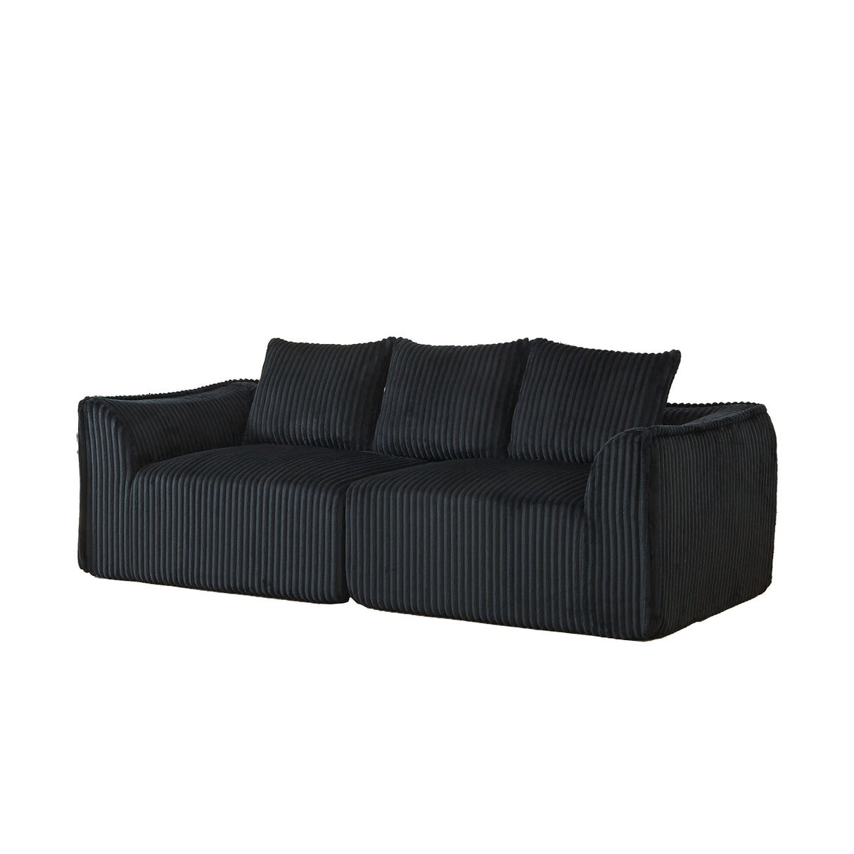 Minimalist 3 Seater Sofa With Curved Lines And Gently Sloped Backrest