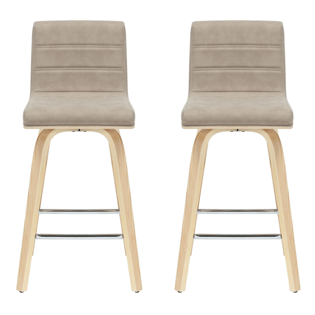 Vienna - 35.5" Swivel Counter Height Square Back Wood Bar Stool With Faux Leather Seat