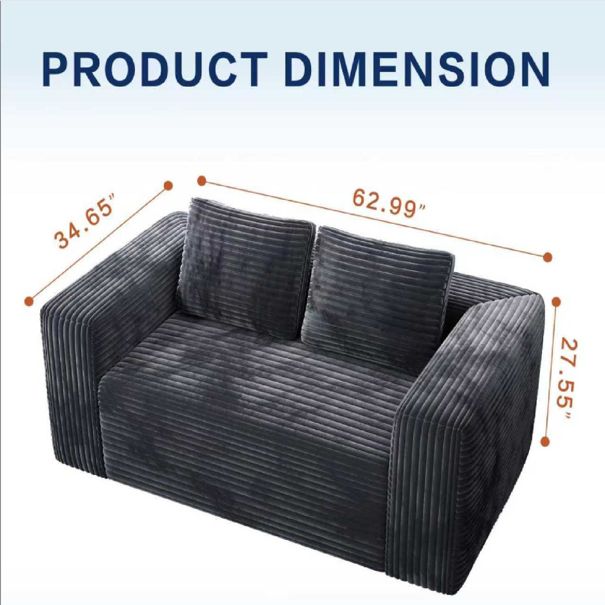 Cloud Loveseat Sofa Couch, 2 Seater Boneless Couch