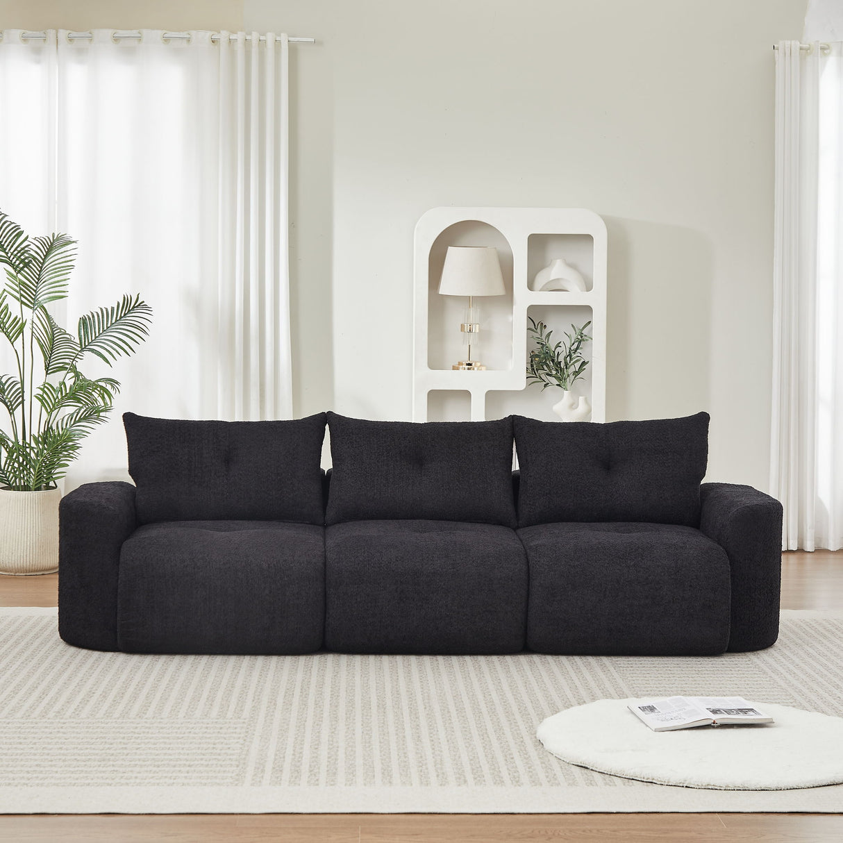 3 Seater With Thickened Armrests Sofa For Living Room
